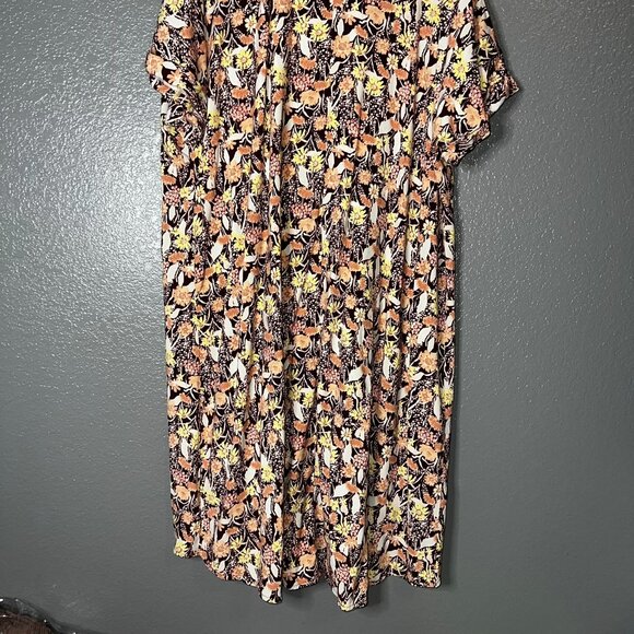 Ava & Viv Womens Floral Midi Dress Size 3X Babydoll Resortwear Travel - Picture 2 of 8